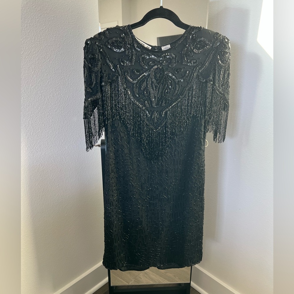 Scala Vintage Beaded Flapper Cocktail Dress